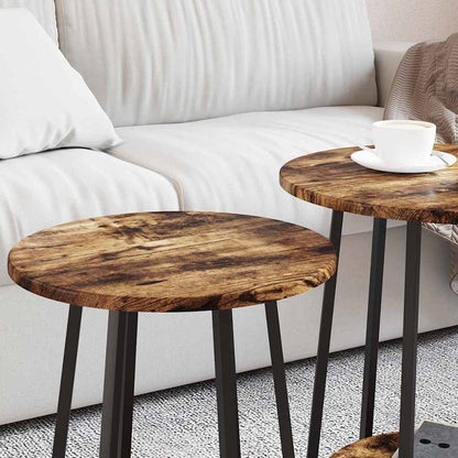 vidaXL Side Table Set with Shelf 2 pcs Smoked Oak and Black