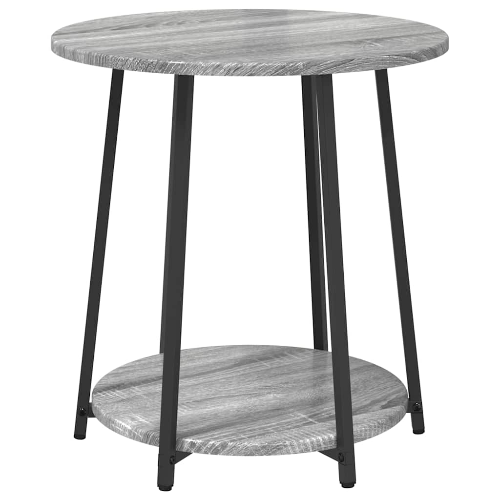 vidaXL Side Table Set with Shelf 2 pcs Grey Sonoma and Black