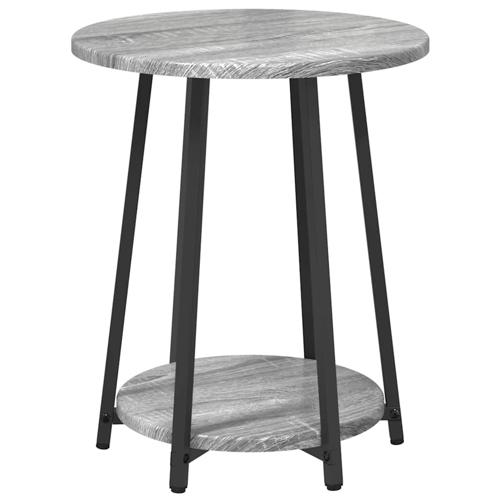 vidaXL Side Table Set with Shelf 2 pcs Grey Sonoma and Black