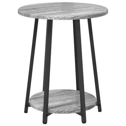 vidaXL Side Table Set with Shelf 2 pcs Grey Sonoma and Black