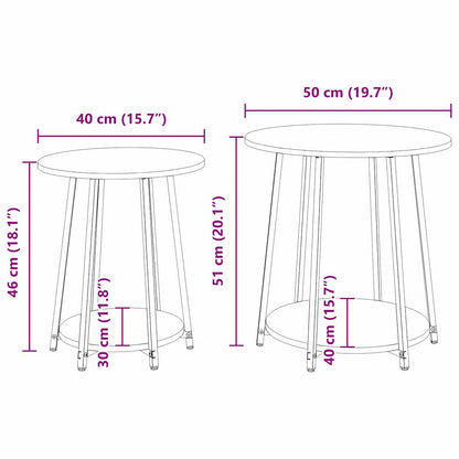vidaXL Side Table Set with Shelf 2 pcs Grey Sonoma and Black