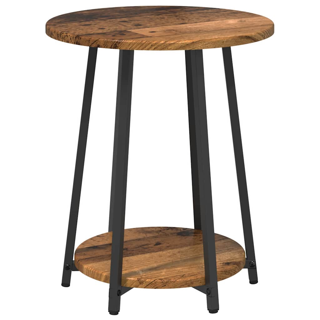 vidaXL Side Table Set with Shelf 2 pcs Old Wood and Black