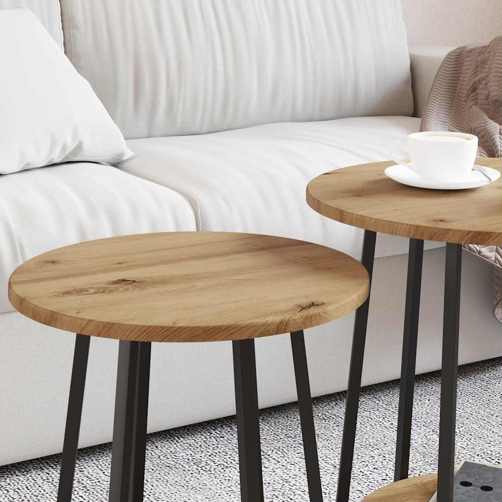 vidaXL Side Table Set with Shelf 2 pcs Artisan Oak and Black