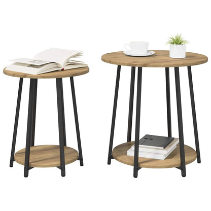 vidaXL Side Table Set with Shelf 2 pcs Artisan Oak and Black