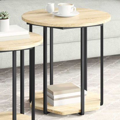 vidaXL Side Table Set with Shelf 2 pcs Brown
