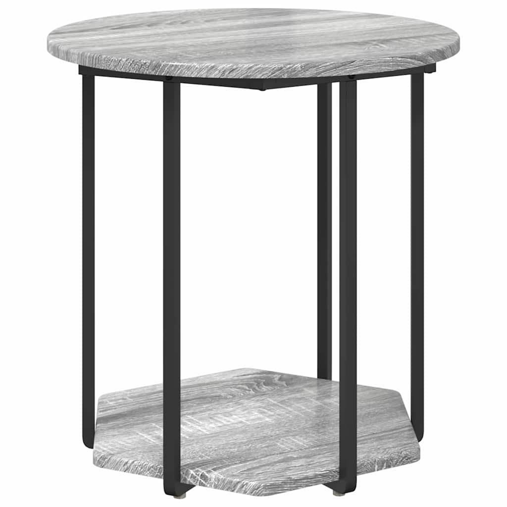 vidaXL Side Table Set with Shelf 2 pcs Grey