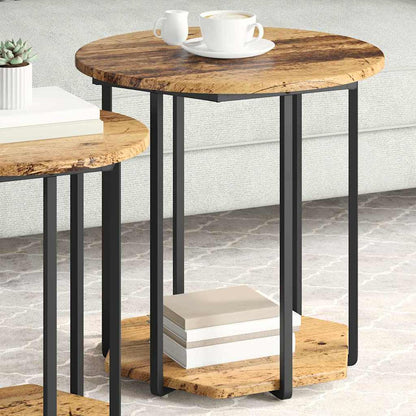 vidaXL Side Table Set with Shelf 2 pcs Brown