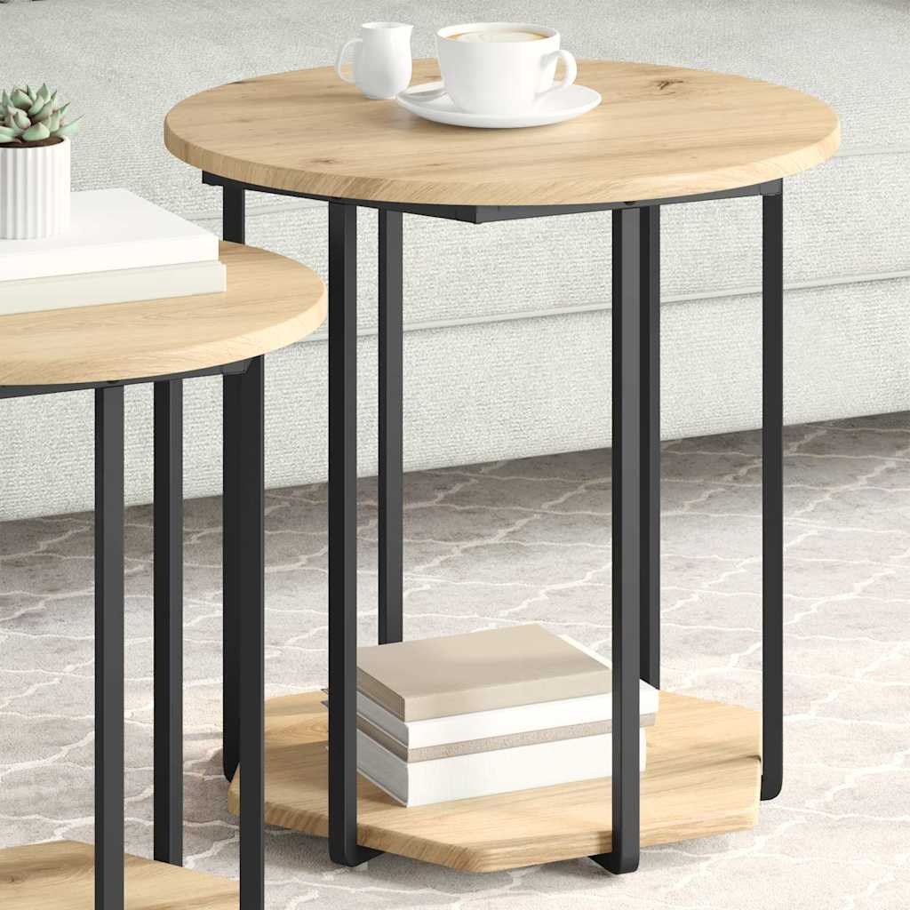 vidaXL Side Table Set with Shelf 2 pcs Brown