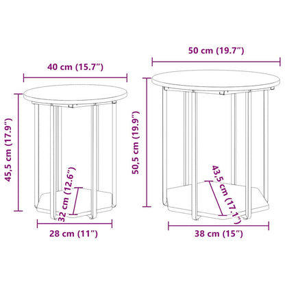 vidaXL Side Table Set with Shelf 2 pcs Brown