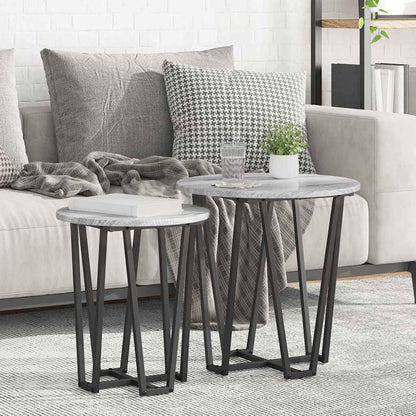 vidaXL Side Table Set 2 pcs Grey Sonoma and Black