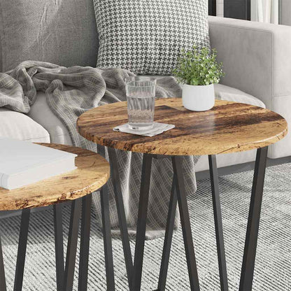 vidaXL Side Table Set 2 pcs Old Wood and Black