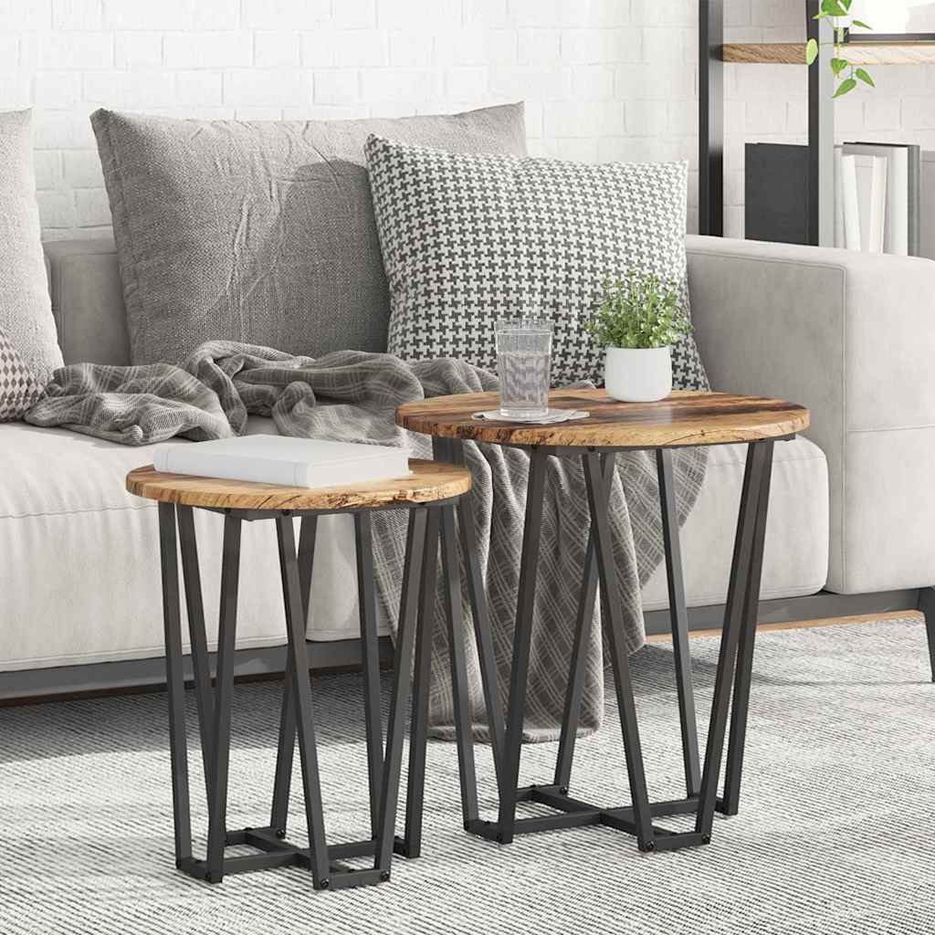 vidaXL Side Table Set 2 pcs Old Wood and Black