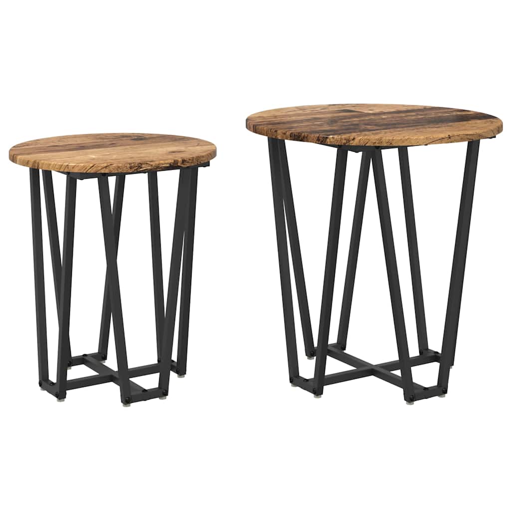 vidaXL Side Table Set 2 pcs Old Wood and Black