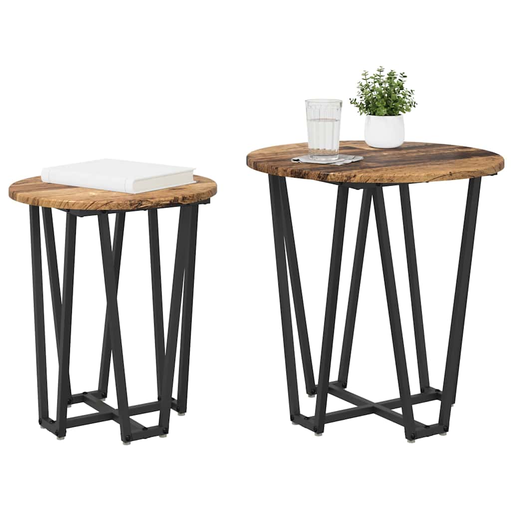 vidaXL Side Table Set 2 pcs Old Wood and Black