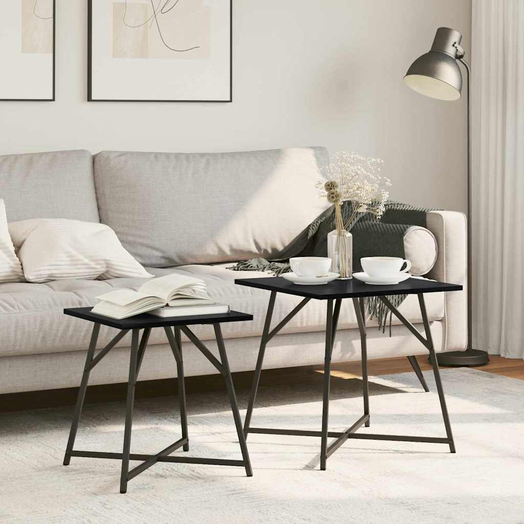 vidaXL Side Table Set 2 pcs Black Oak