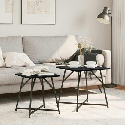 vidaXL Side Table Set 2 pcs Black Oak