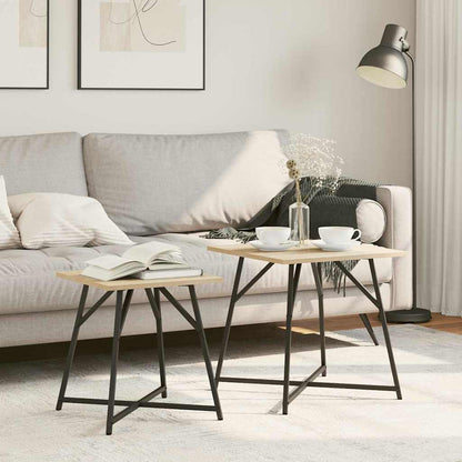vidaXL Side Table Set 2 pcs Sonoma Oak and Black