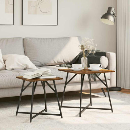 vidaXL Side Table Set 2 pcs Smoked Oak and Black