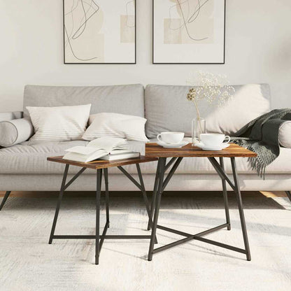 vidaXL Side Table Set 2 pcs Smoked Oak and Black