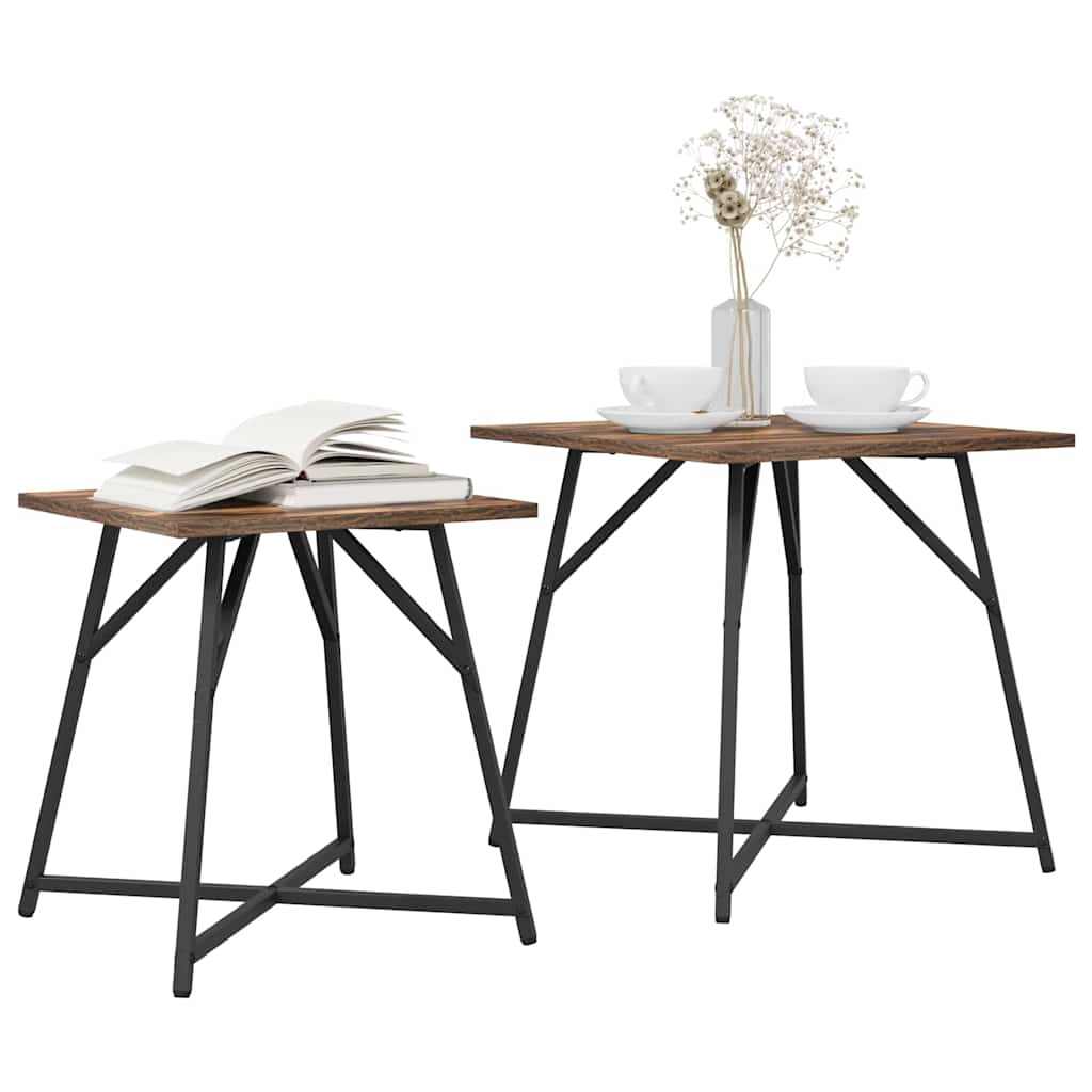 vidaXL Side Table Set 2 pcs Smoked Oak and Black