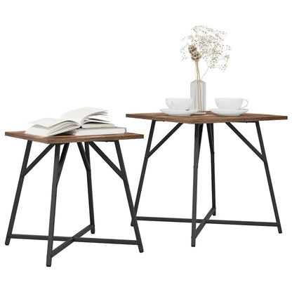 vidaXL Side Table Set 2 pcs Smoked Oak and Black