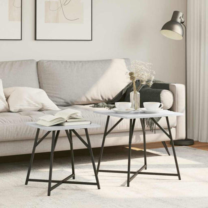 vidaXL Side Table Set 2 pcs Grey Sonoma and Black