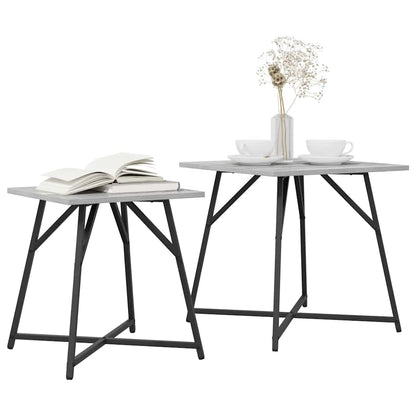 vidaXL Side Table Set 2 pcs Grey Sonoma and Black
