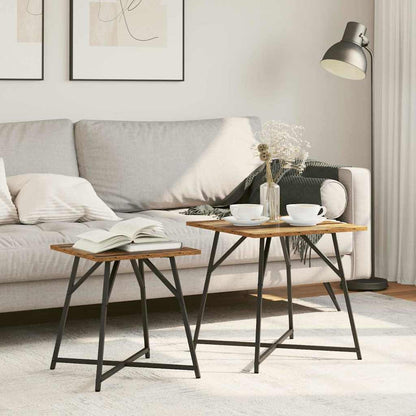 vidaXL Side Table Set 2 pcs Old Wood and Black