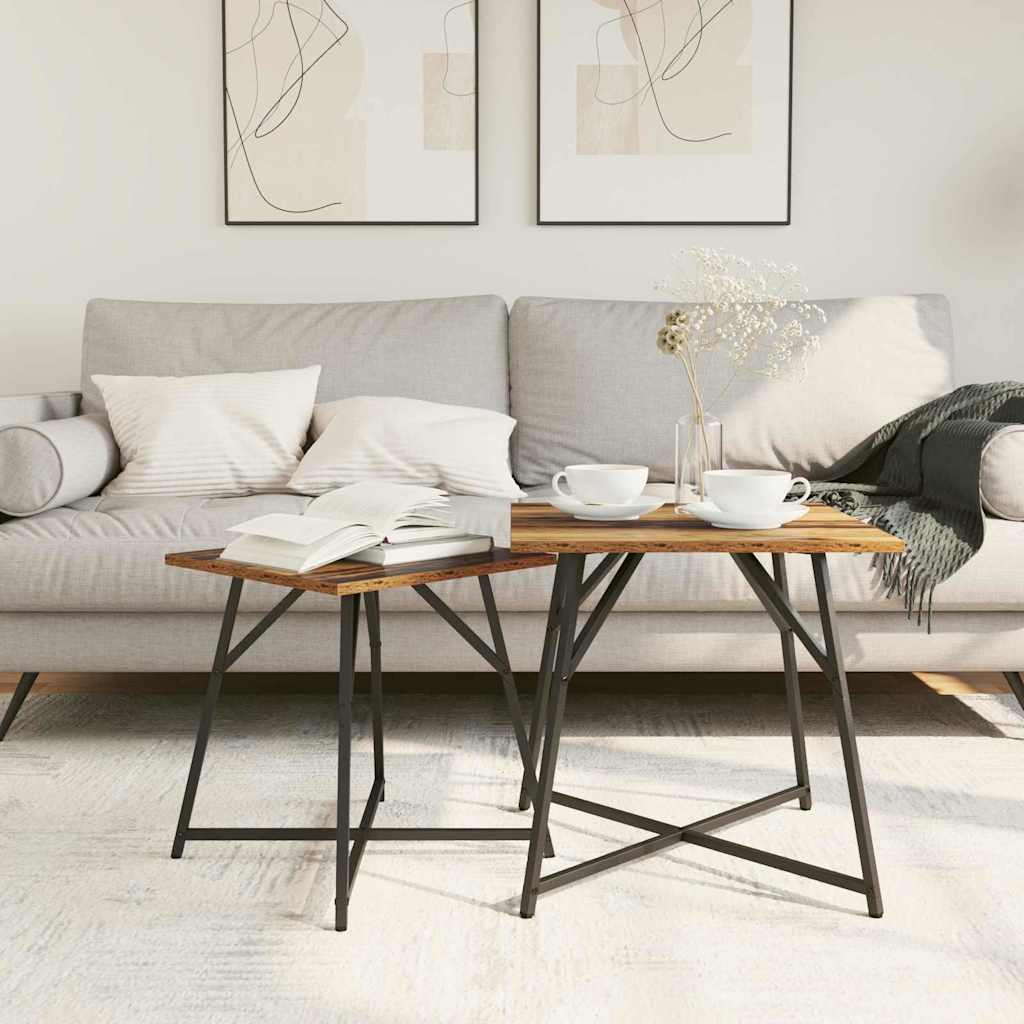 vidaXL Side Table Set 2 pcs Old Wood and Black