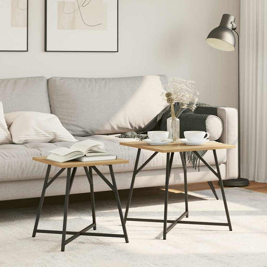 vidaXL Side Table Set 2 pcs Artisan Oak and Black