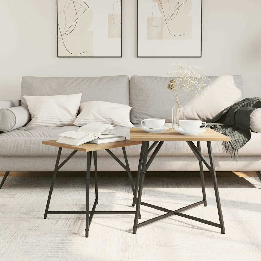 vidaXL Side Table Set 2 pcs Artisan Oak and Black