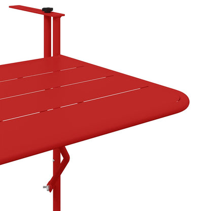 vidaXL Hanging Balcony Table Folding Red 60 x 39 x 65 cm Steel