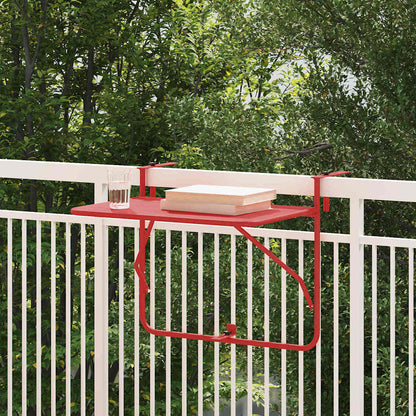 vidaXL Hanging Balcony Table Folding Red 60 x 39 x 65 cm Steel