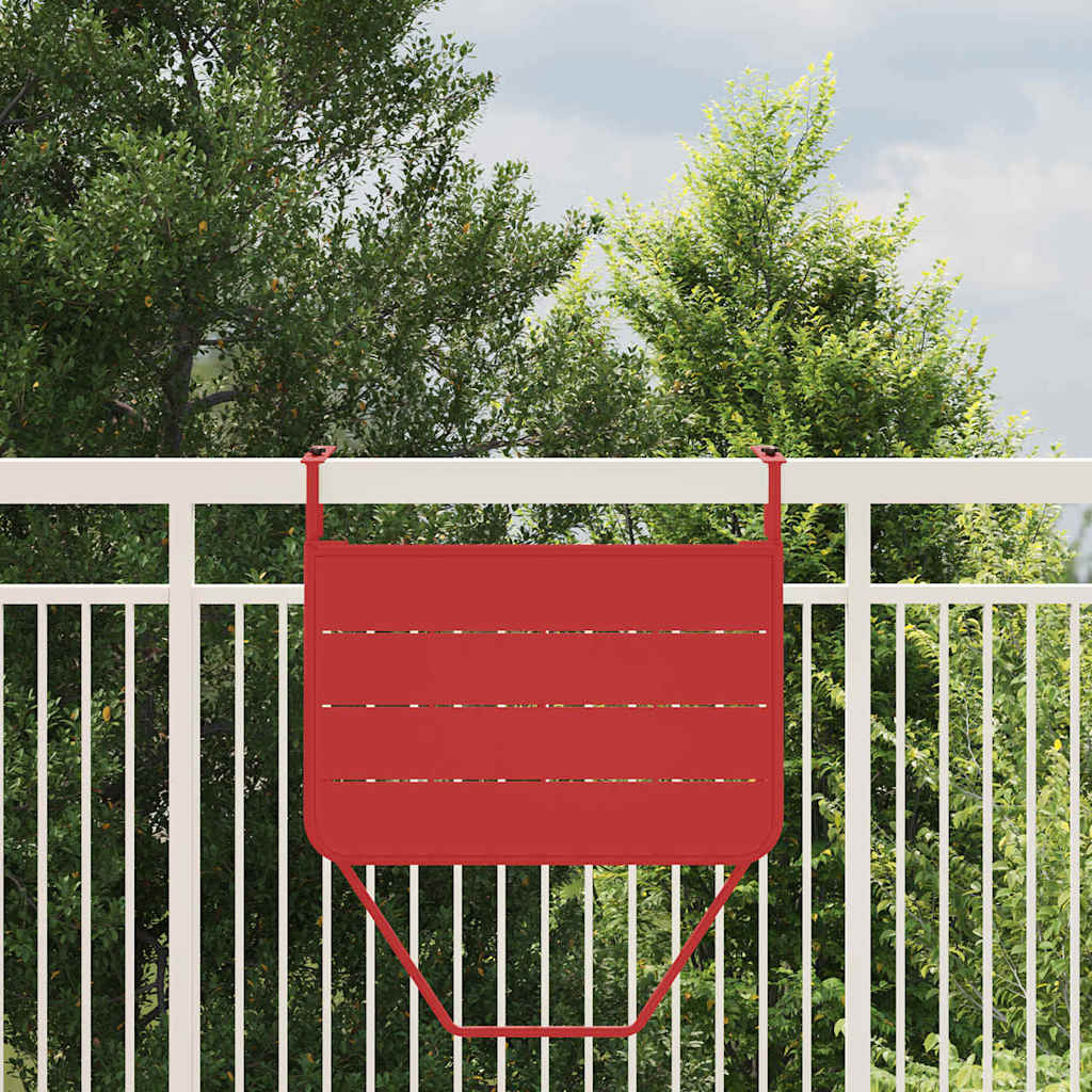vidaXL Hanging Balcony Table Folding Red 60 x 39 x 65 cm Steel