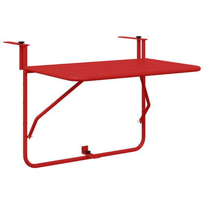 vidaXL Hanging Balcony Table Folding Red 60 x 39 x 65 cm Steel