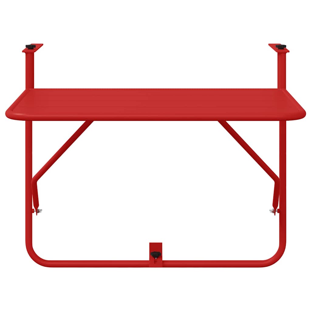 vidaXL Hanging Balcony Table Folding Red 60 x 39 x 65 cm Steel