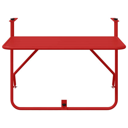 vidaXL Hanging Balcony Table Folding Red 60 x 39 x 65 cm Steel