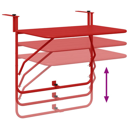 vidaXL Hanging Balcony Table Folding Red 60 x 39 x 65 cm Steel