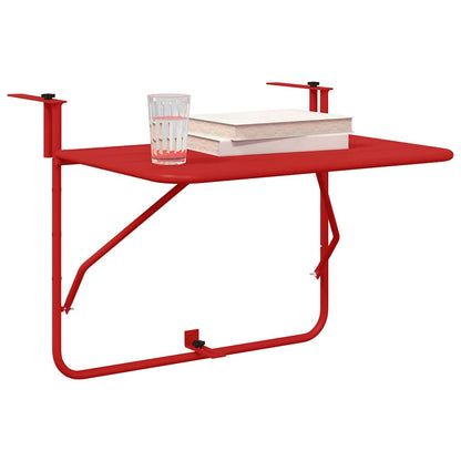 vidaXL Hanging Balcony Table Folding Red 60 x 39 x 65 cm Steel
