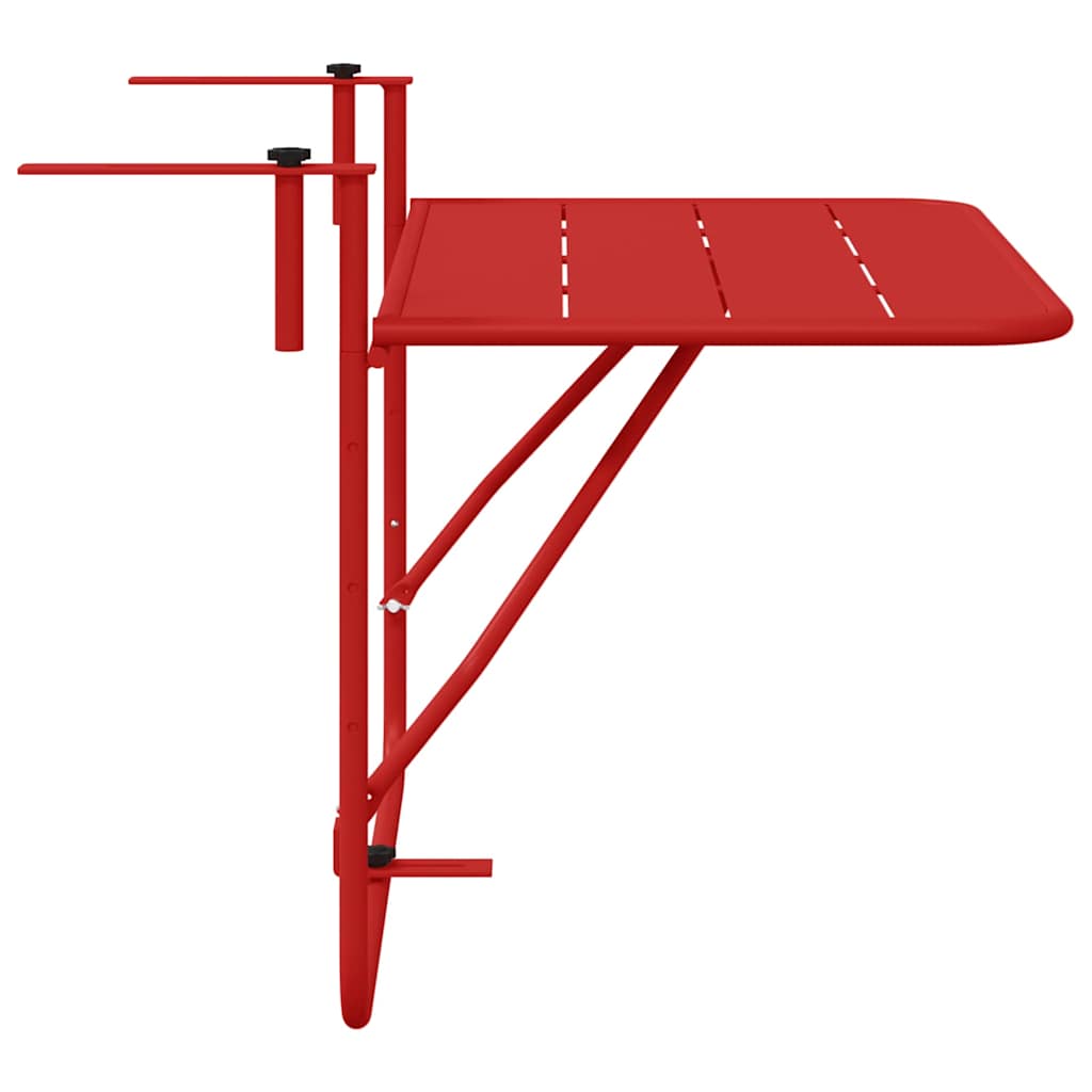 vidaXL Hanging Balcony Table Folding Red 60 x 39 x 65 cm Steel