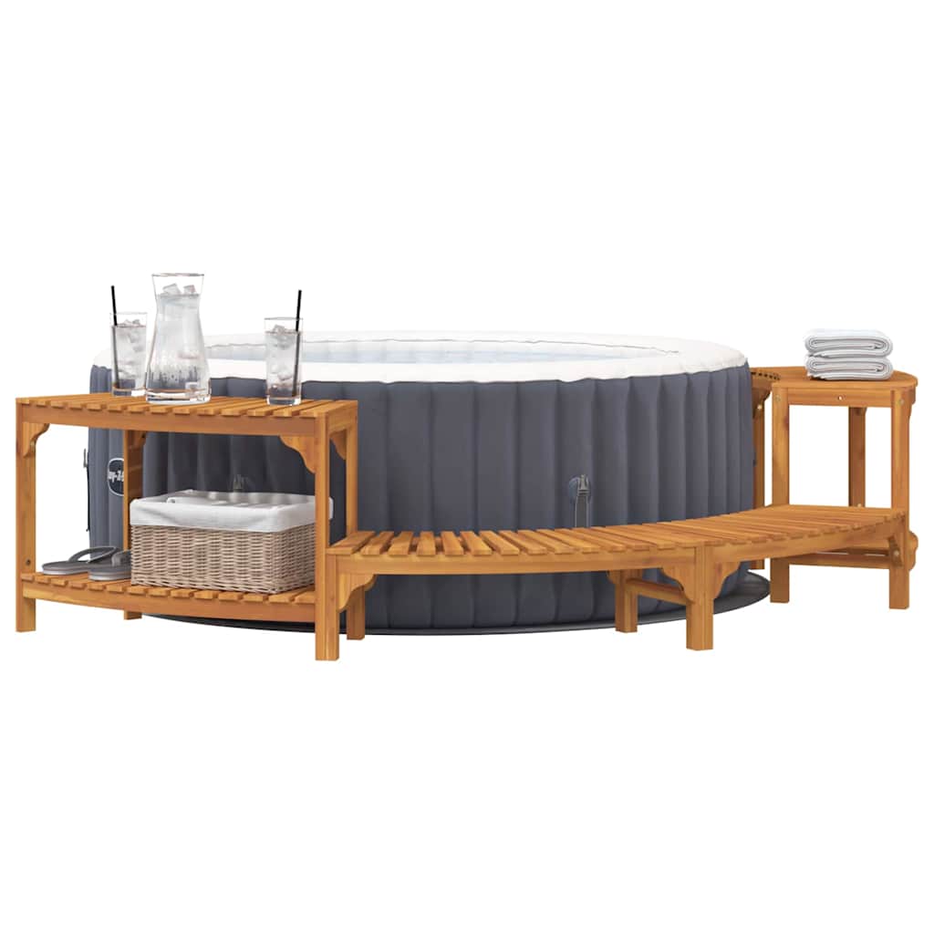vidaXL Hot Tub Surround Half-Round Brown 252 x 112 x 55.5 cm