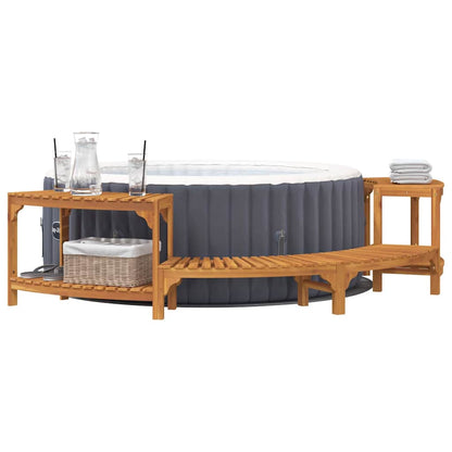 vidaXL Hot Tub Surround Half-Round Brown 252 x 112 x 55.5 cm