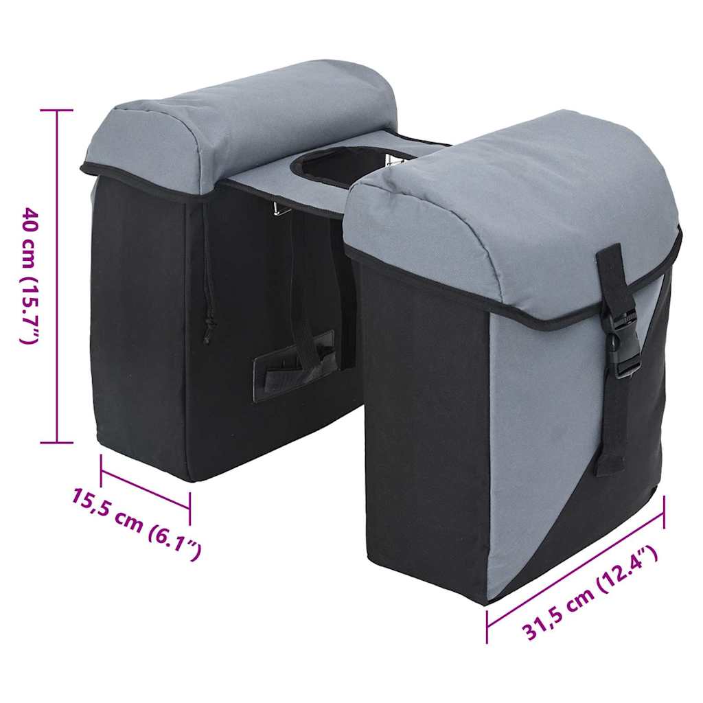 vidaXL Bicycle Bag Grey and Black 31.5 x 15.5 x 40 cm Polyester