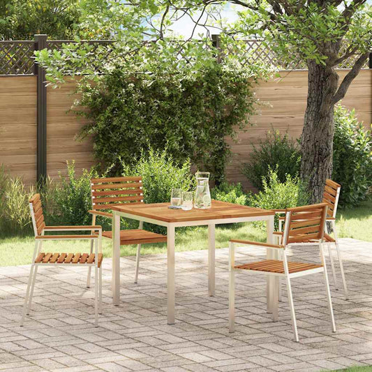 vidaXL Dining Table 90x90x75 cm Solid Acacia Wood and Stainless Steel