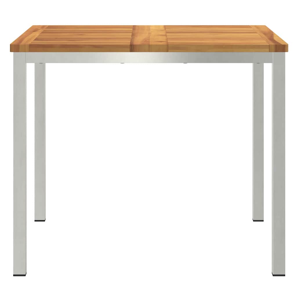 vidaXL Dining Table 90x90x75 cm Solid Acacia Wood and Stainless Steel