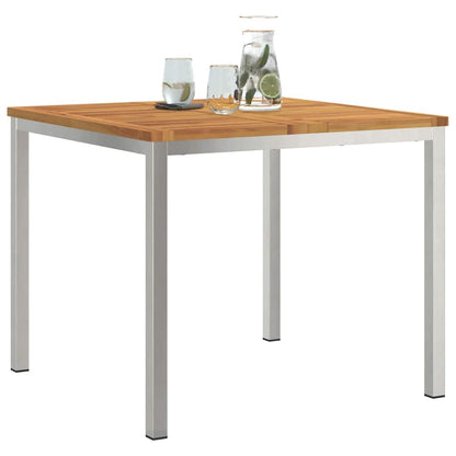 vidaXL Dining Table 90x90x75 cm Solid Acacia Wood and Stainless Steel