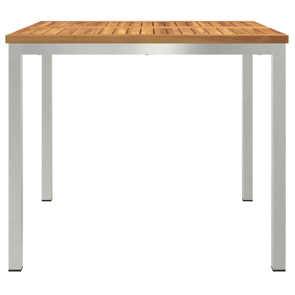 vidaXL Dining Table 90x90x75 cm Solid Acacia Wood and Stainless Steel