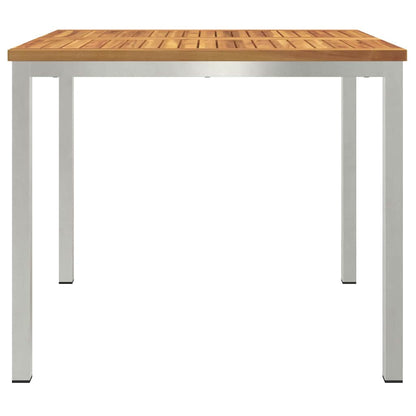 vidaXL Dining Table 90x90x75 cm Solid Acacia Wood and Stainless Steel