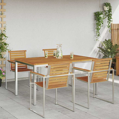 vidaXL Dining Table 150x90x75 cm Solid Acacia Wood and Stainless Steel