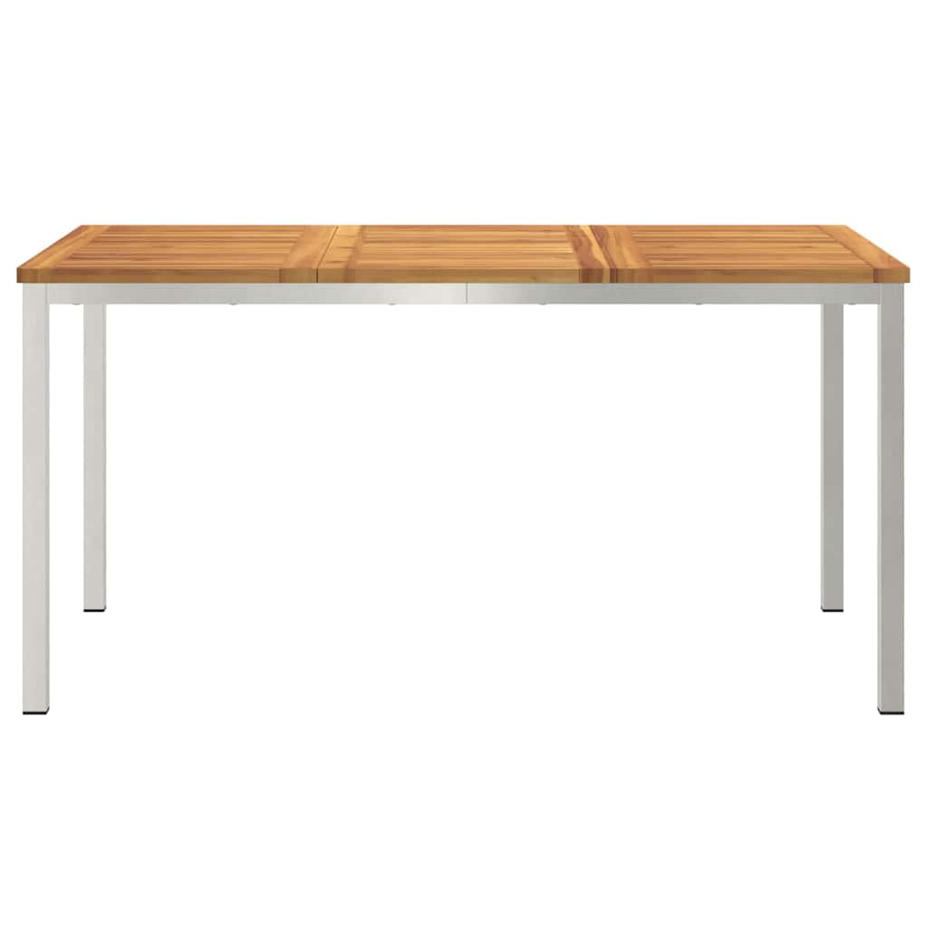 vidaXL Dining Table 150x90x75 cm Solid Acacia Wood and Stainless Steel